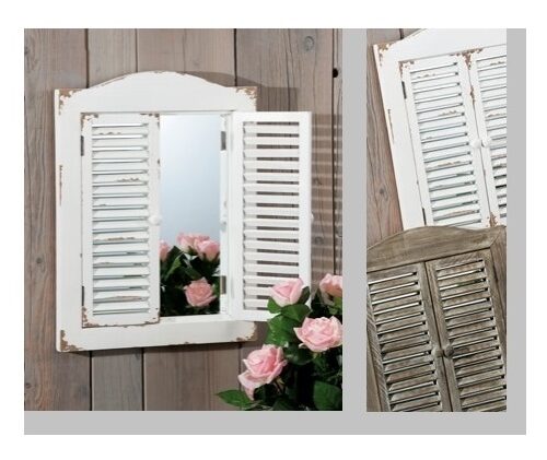 1 Pezzo Specchio Finestra da Parete con Porte in Legno 39 x 3 x 53 cm 2 Colori - immagine 1