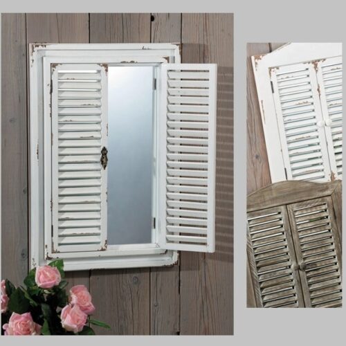 1 Pezzo Specchio Finestra da Parete in Legno 48 x 4 x 71 cm 2 Colori - immagine 1