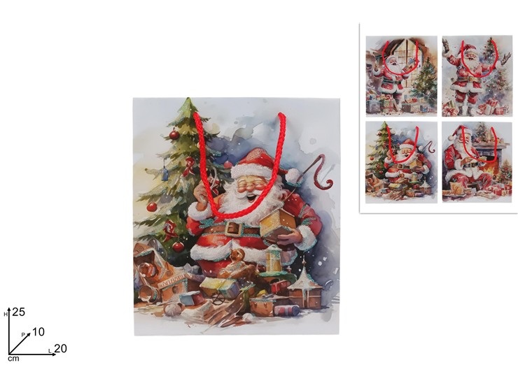 1 Pezzo Busta Regalo Babbo Natale 20 x 25 x 10 cm Vari Decori