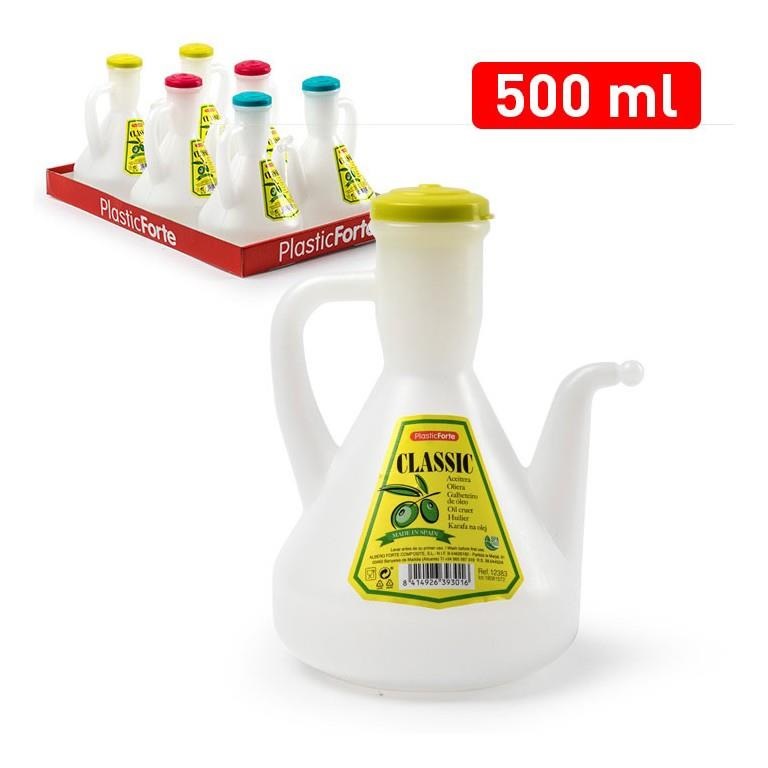 1 Pezzo Oliera in Plastica Classic con Manico e Becco 500 ml 3 Colori