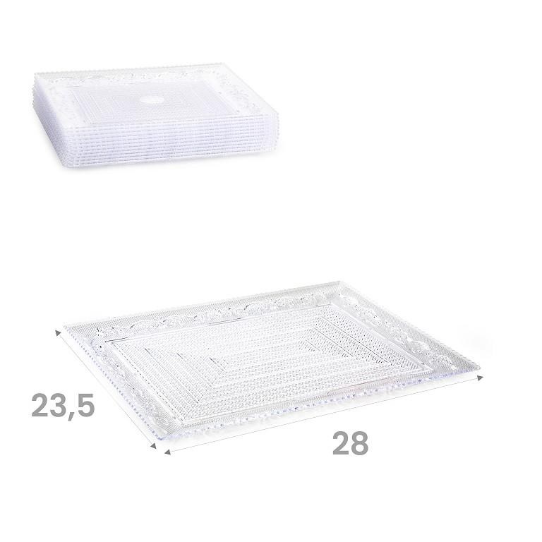1 Piatto in Plastica Crystal Rettangolare Trasparente 28 x 23,5 cm