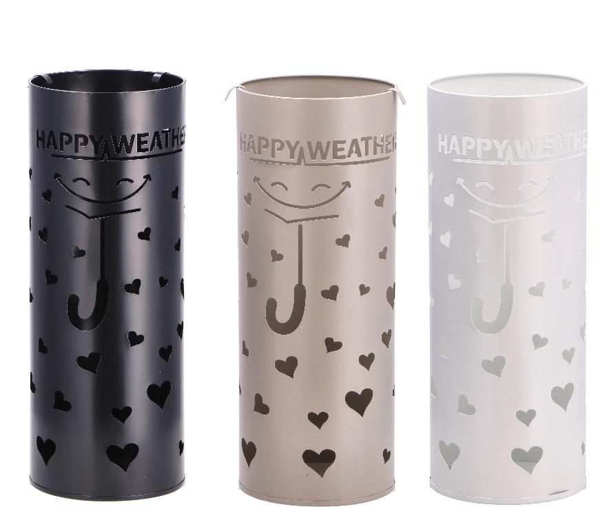 1 Pezzo Portaombrello in Metallo Tondo Cuori 19 x 49 cm 3 Colori