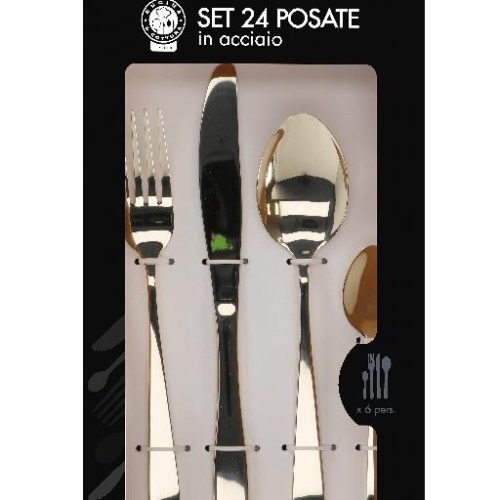 Servizio di Posate da Tavola in Acciaio Pacho Champagne 24 Pezzi - immagine 1