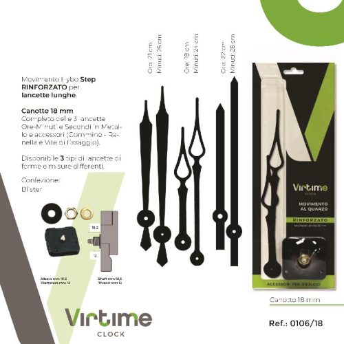 RIC. MOVIMENTO OROLOGIO 3 LANCETTE COMPL. 106/18mm VIRTIME - immagine 1