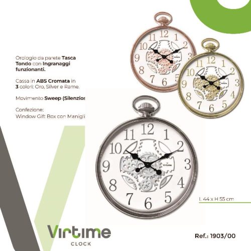 OROLOGIO PARETE MOD. TASCA INGRAN. 44x55cm 1903/00 VIRTIME - immagine 1