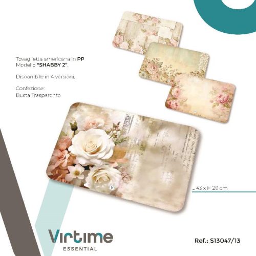 TOVAGLIETTA COLAZIONE PP 43x28cm SHABBY 2 S13047/13 VIRTIME - immagine 1