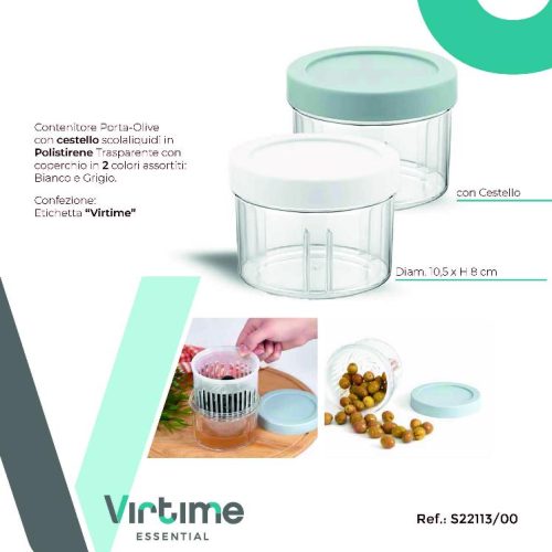CONTENITORE PORTA OLIVA CESTELLO SCOLALIQUIDI 10,5x8cm VIRT - immagine 1