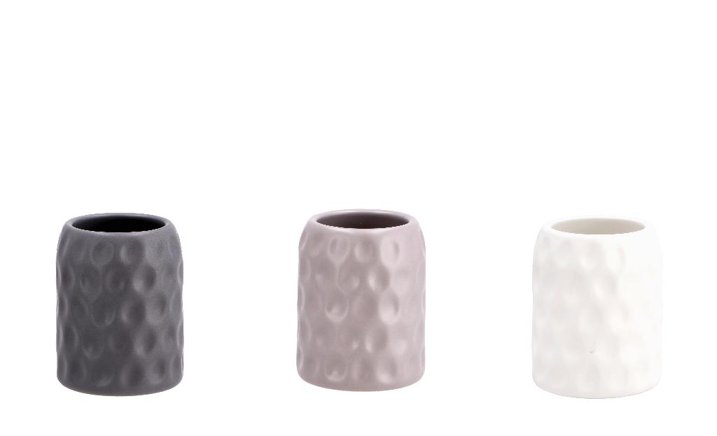 1 Pezzo Bicchiere Portaspazzolini in Ceramica Martellata 3 Colori