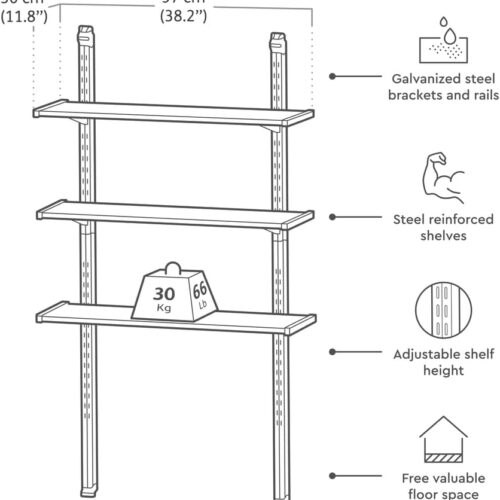 Keter Scaffale per Casetta da Giardino 100 cm, Realizzato in Metallo Compatibile con Casette, 70x30 cm - immagine 2