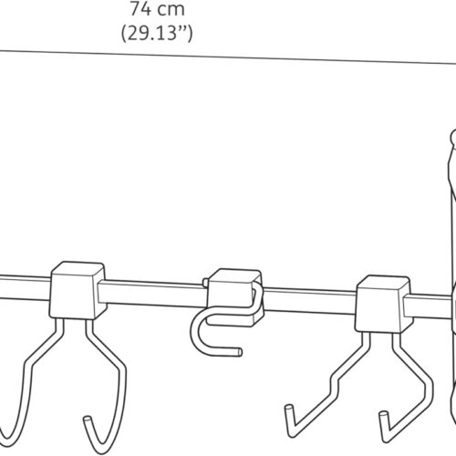 Keter Appendi Attrezzi in Metallo, Compatibile con Casette da Giardino, 4 Ganci con Capacità di Carico Totale Fino a 36 Kg, 74x31H cm - immagine 4
