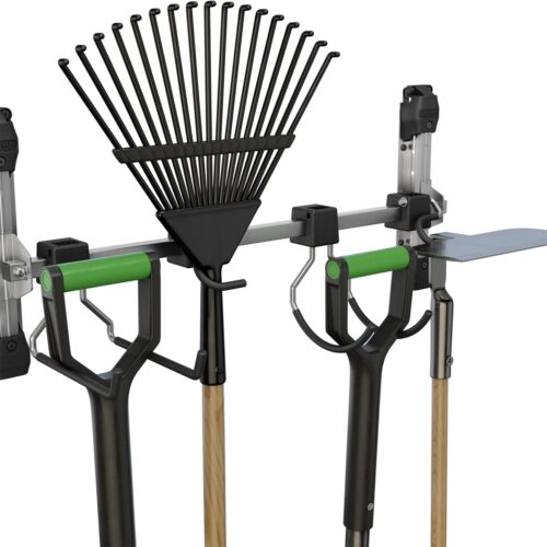 Keter Appendi Attrezzi in Metallo, Compatibile con Casette da Giardino, 4 Ganci con Capacità di Carico Totale Fino a 36 Kg, 74x31H cm - immagine 3