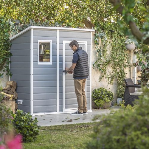 Keter - Casetta Manor Pent 6 X 4 Grigia in Resina 183 X 111 X 200 Cm - immagine 3