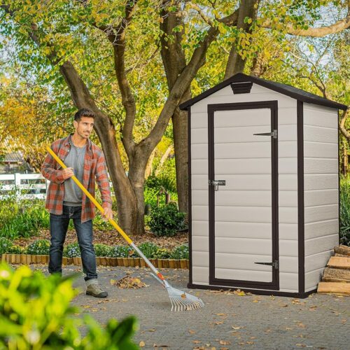 Keter Casetta da Giardino Manor 4x3, Finitura Effetto Legno Graffiato, Beige, 129x103x196H Cm - immagine 3