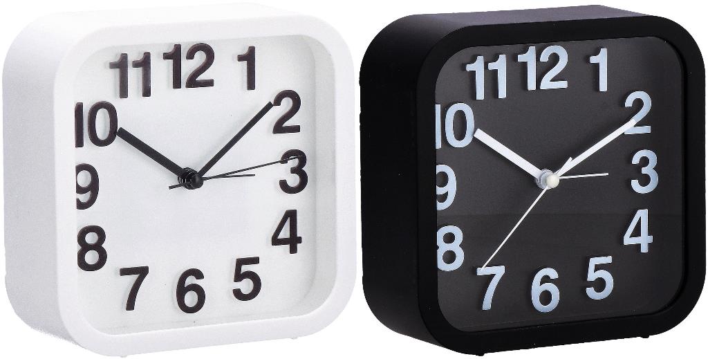 1 Pezzo Orologio Sveglia da Comodino Nera o Bianca 13 x 13 x 5 cm 2 Colori